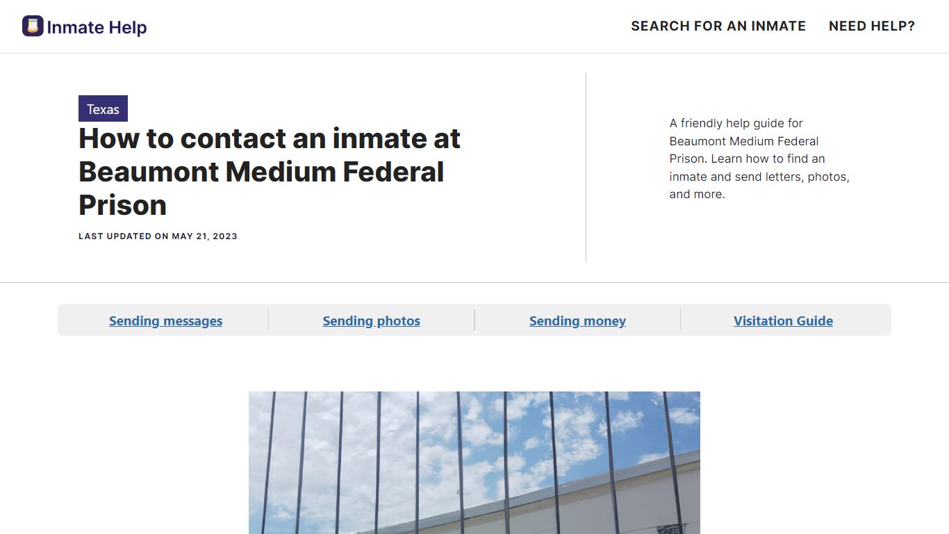 How to contact an inmate at Beaumont Medium Federal Prison